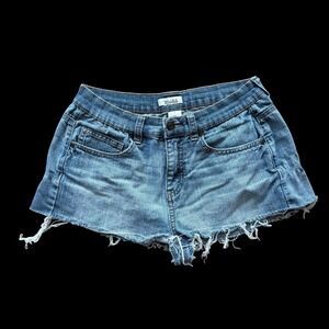 Mudd Womens Denim Cut Off Shorts Frayed Raw Hem Sz 26